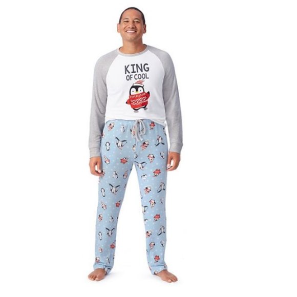 Men's Jammies For Your Families Cool Penguin Top & Pants Pajama Set - Picture 1 of 4